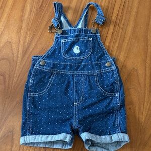 Carhartt Baby Denim Short Overalls Polka Dot 18M Adjustable Straps